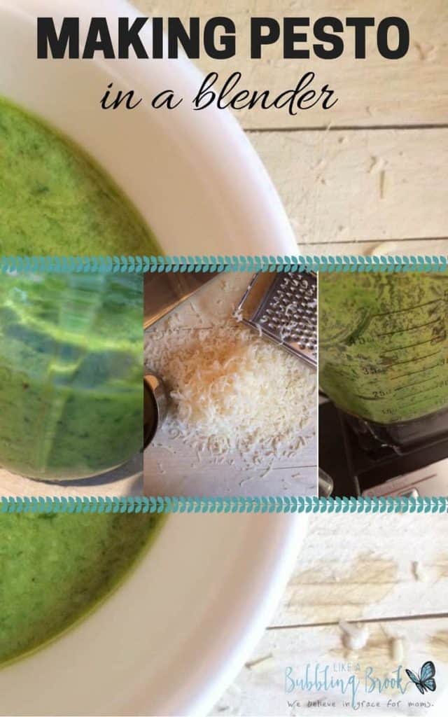 Homemade basil pesto has become a staple around our house. I've been making pesto in a blender, without a food processor. Here's my simple method!