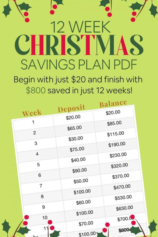 12 Week Christmas Savings Plan With Printable PDF