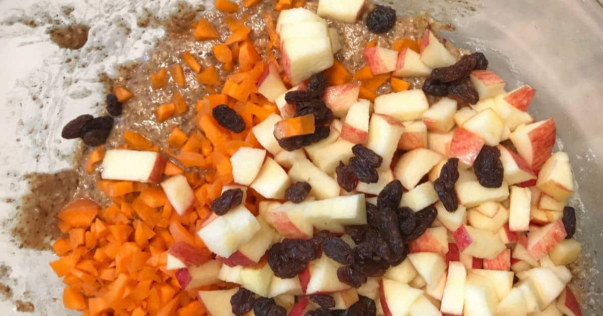 Fiber muffins with apples raisins and carrots