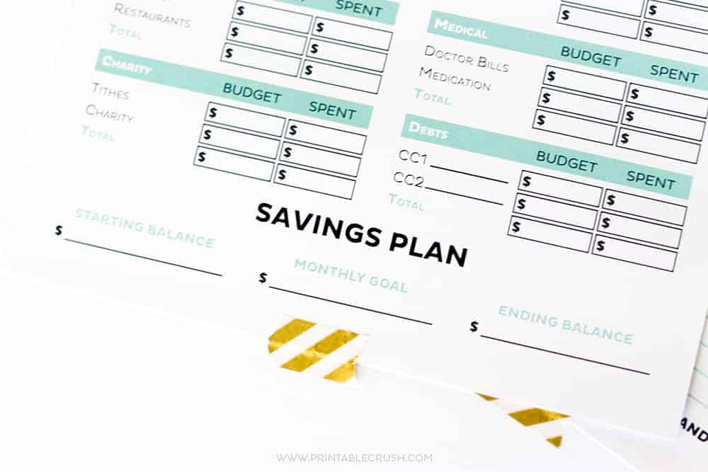 Dave Ramsey printables - budget and savings plan