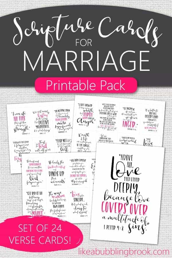 Marriage scriptures Set of 24 bible verse cards