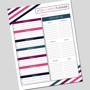 Weekly Meal Planning Printable - PDF - Bubbling Brook