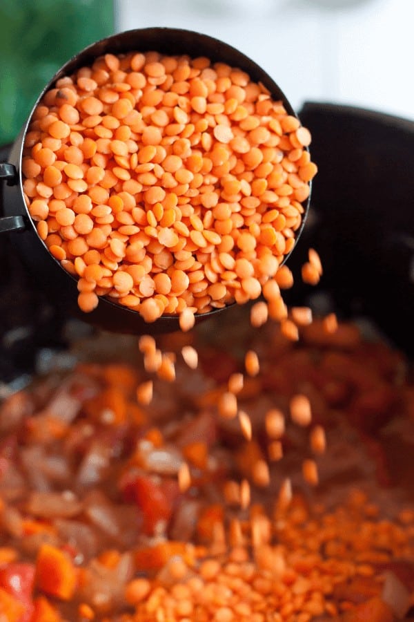 Adding lentils to carrot and lentil soup