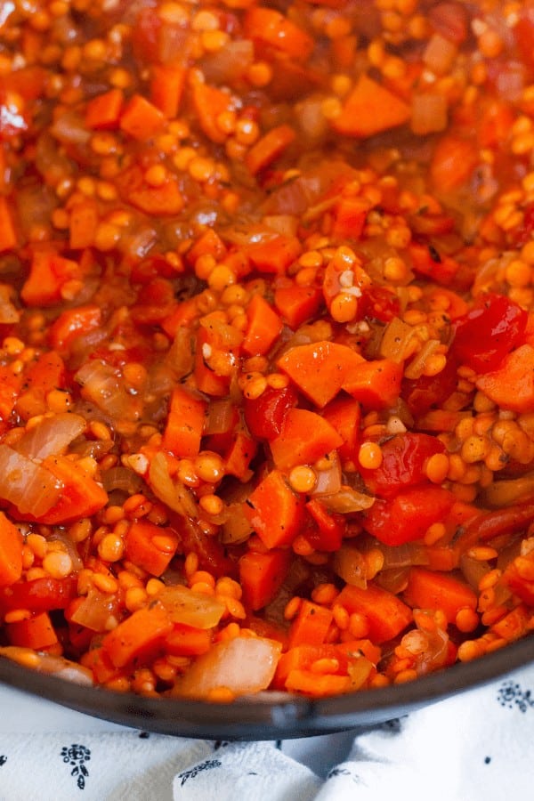 Carrot and Lentil soup simmering