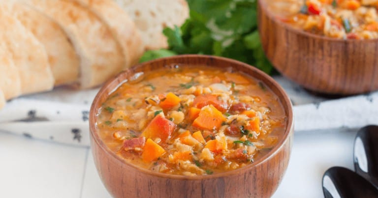 Easy Carrot and Lentil Soup with Bacon