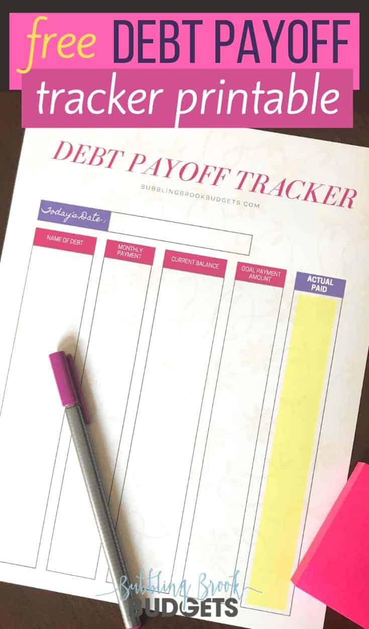 free debt payoff tracker printable to help get out of debt. perfect for adding to my budget planner!