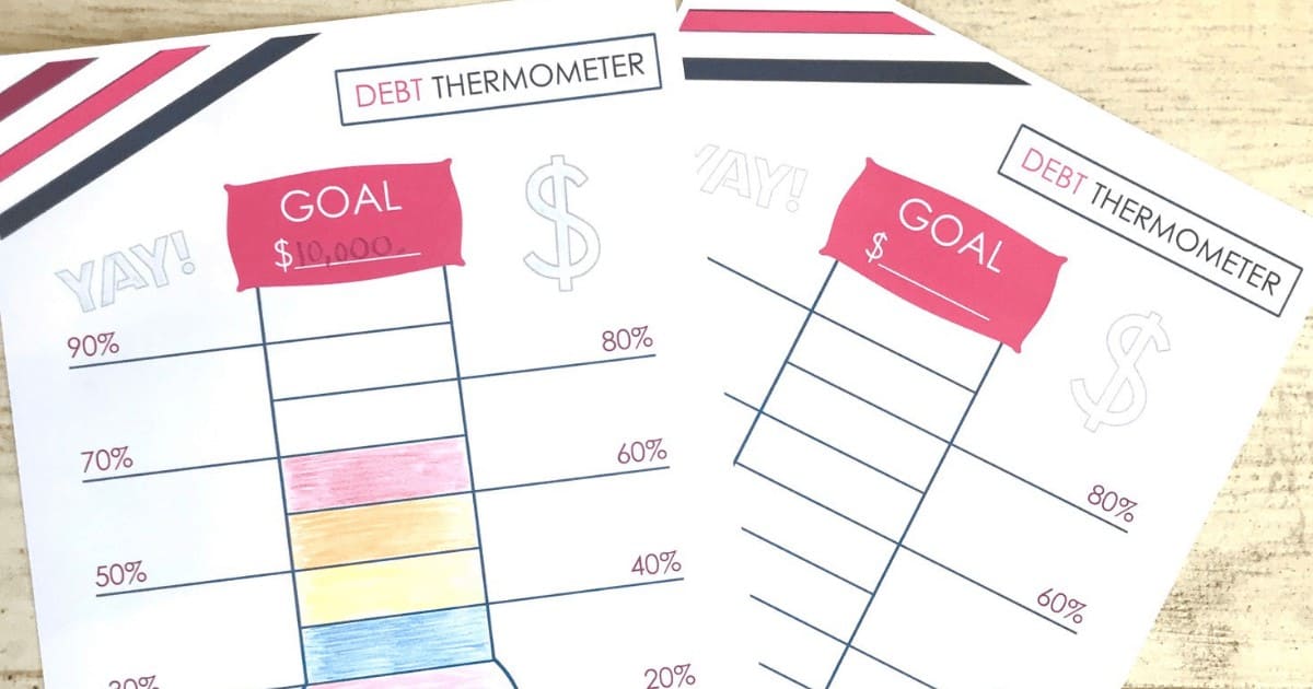 FREE Debt Thermometer Printable To Help You Track Your Debt Payoff Goals