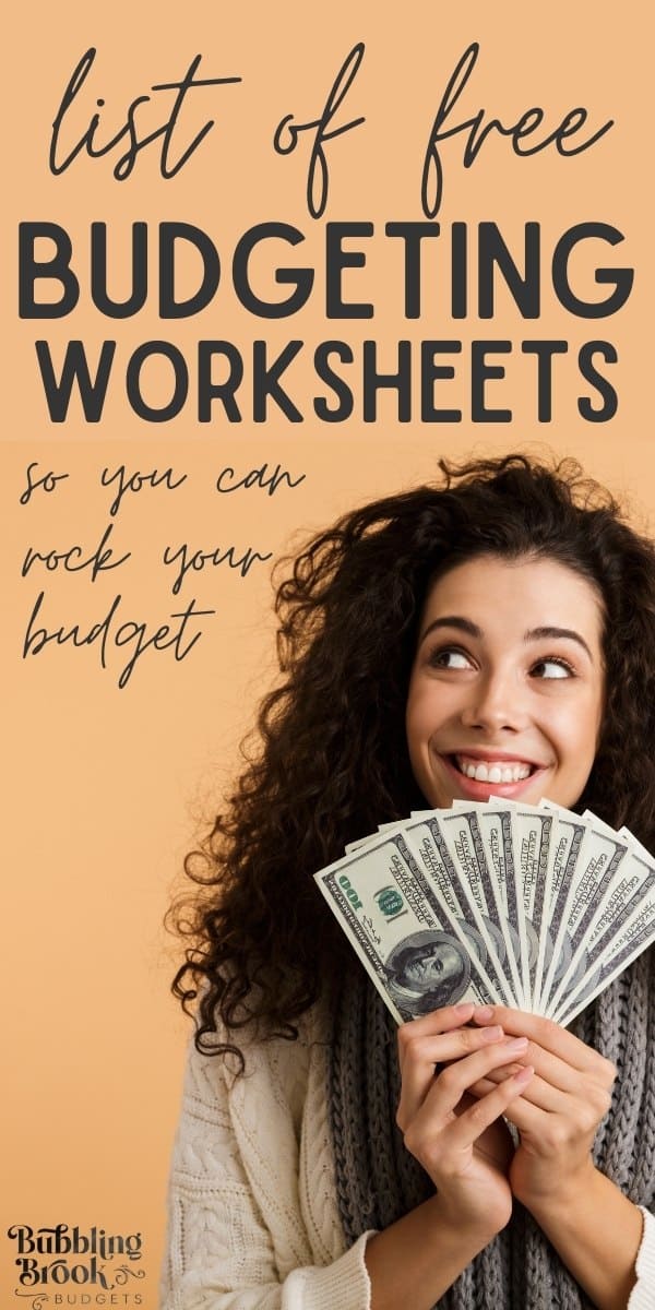 List of free budgeting worksheets - pin for pinterest